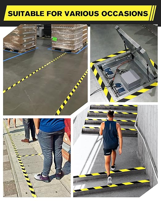 Avery Dennison Safety Floor Tape 2 Inch x 108 FT, Heavy-Duty PVC Forklift-Resistant, High-Visibility Reflective for Warehouse/Factory/Parking, Black & Yellow, ROHS/Reach Certified (3 Rolls)