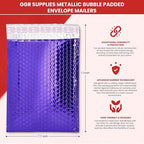 GGR Supplies Metallic Bubble Padded Envelope Mailers, 7.5 X 11 Inches, Waterproof Ultra Resistant Ideal For Packing, Shipping, and Storing. Pack of 25 (Gold)