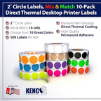 Kenco Color Coding Circle Dot Sticker Labels on a roll (Mix N Match 10 Pack, 1 INCH 1000 Stickers)