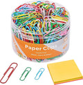 NEEWAY 450pcs Paper Clips Assorted Sizes with 100 Sheets Sticky Notes Set, Colored Paperclips for Office Document Organizing