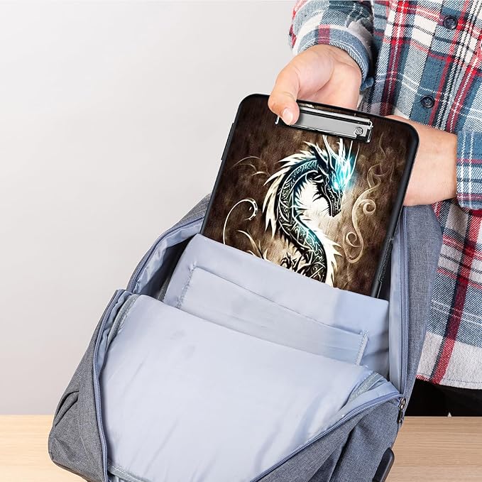 Clipboard with Storage,Heavy Duty Plastic Storage Clipboard with Low Profile Clip,Teacher Must Haves,Office Supplies,Dragon