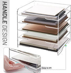 SANRUI Acrylic Desk File Organizer 5 Tier Letter Tray Paper Organizer with Handle for Office, Home, Classroom Clear Desk Organizer Document Holder