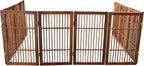 Pet Dog Gate Strong and Durable Freestanding Folding Acacia Hardwood Portable Wooden Fence Indoors or Outdoors by Urnporium (Brown Pet Gate, 10 Panel 30" Tall)