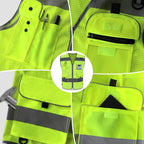 TCCFCCT Mesh Safety Vest for Men Women 9 Pockets High Visibility Vest for Safety, Reflective Vest for Construction Work, Hi Vis Vest with Reflective Strips, Meet ANSI/ISEA Standards, (Yellow, Large)