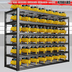 65" W Garage Shelving Heavy Duty, 6 Tier Garage Shelves, Adjustable Storage Shelving Unit, Commercial Metal Shelf for Warehouse, Pantry, School, Shop, 4 Pack