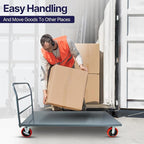 Flatbed Platform Cart Industrial Dolly – Heavy Duty 72” x 36” Hand Push Truck, Super Heavy Duty Flatbed with 2000Lb Capacity & 8'' Swivel Locking Wheels for Commercial Moving