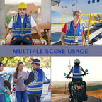 Reflective Safety Vest for Men Women, High Visibility Safety Vest with 8 Pockets Zipper Front, Meets ANSI Standards