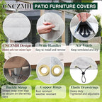 Heavy Duty Patio Furniture Covers Waterproof, 600D Outdoor Furniture Cover Waterproof for Sectional Sofa Couch, Outdoor Dining Table and Chair Set Covers 128''L x 84''W x 28''H, Beige Brown