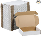 50 Pack 9x6x2 Inches Small Shipping Boxes, White Corrugated Cardboard Boxes, Moving Mailing Packing Box