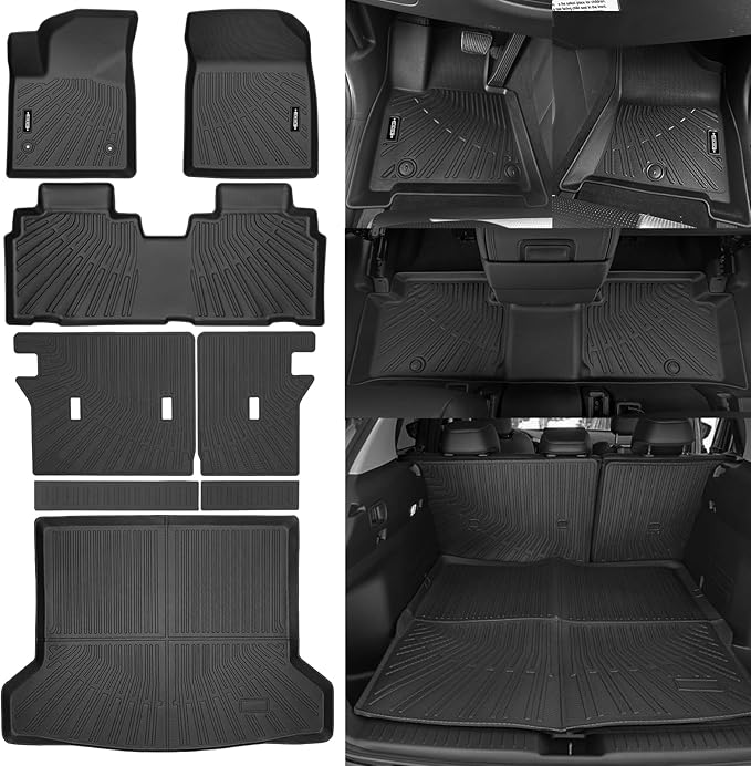 All Weather Floor Mats for 2023 2024 2025 2026 Cadillac Lyriq Floor Mats & Cargo Mat & Backrest Mats for Cadillac Lyriq Accessories All Season Guard Anti-Slip Floor Liner