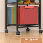 Rolling File Cabinet with Adjustable Dividers, Vertical Filing Cabinet with Storage Drawer on Lockable Wheels, Hanging File Organizer Beside Under Desk for Office, Home（Patent Pending）