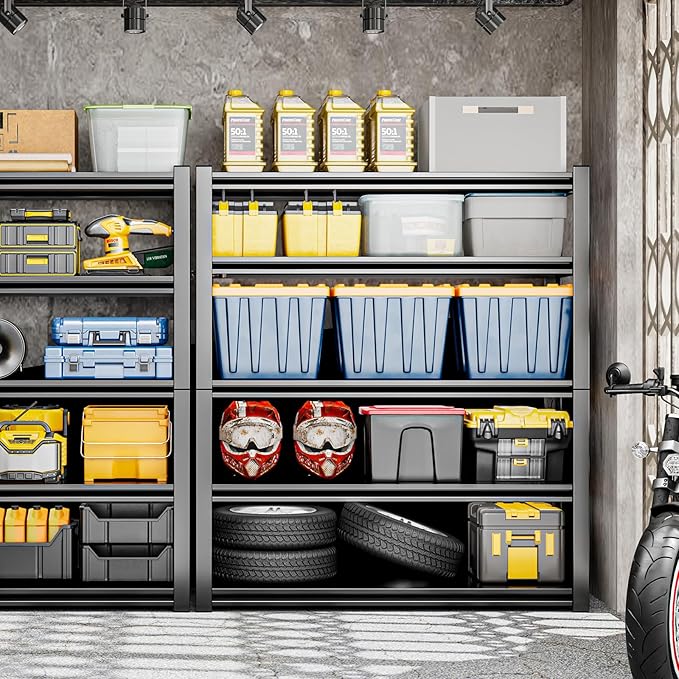5 Tier Garage Shelving Storage Shelves 2000LBS Heavy Duty Metal Shelving Units 63"H Adjustable Industrial Utility Shelves Rack for Warehouse Garage Basement Living Room (15.7"D×31.5"W×63"H)