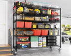 PrimeZone 6 Tier 80.7" H x 55.5" W x 24" D Wire Shelving with Wheels 3600lbs NSF Certified Storage Shelves Heavy Duty Metal Shelf Adjustable Rolling Rack Commercial Garage Restaurant Warehouse 4pcs