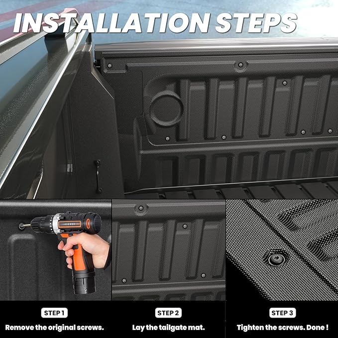 LASFIT Tailgate Mat for Ford Ranger 2025 2024 Truck Tailgate Liner All Weather Protector TPE Durable Tailgate Cover Easy to Install Remove Clean