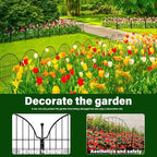 Decorative Metal Garden Fence 6 Panels, 25in (H) x 12.2ft (L) No Dig Outdoor Dog Fence Panels, Easy Install Temporary Fencing for Yard, Rustproof Wire Garden Border
