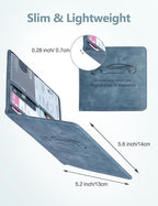 Mymazn Car Registration and Insurance Holder, Car Document Holder with Magnetic Closure, Faux Leather Registration Holder for Driver's License & Essential Documents, Vintage Blue