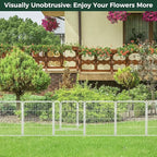FXW Garden Fence Outdoor for The Yard – 32in(H) x 109.4ft(L) Heavy Duty Metal Animal Barrier for Dog and Rabbit, Decorative Dog Fence, 48 Panels, White