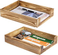 BTSKY 2PCS Vintage Wood Letter Tray with Anti-Slip Bars, Stackable A4 Paper Document File Organizer, Solid Wood Desktop Office Desk Storage Holder for Office and Home