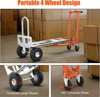 3 in1 Convertible Hand Truck, Folding Aluminum Hand Trucks 880lb Load Appliance Dolly, Heavy Duty Dolly Cart Converts Platform Cart, Portable Cart Luggage,Travel,Moving,Shopping,Office Use (Orange)