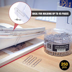 250 Large Paper Clips Smooth, Jumbo Paper Clips for Paperwork Ideal for Home, School and Office Use (Large, Silver)