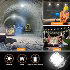 NS 100ft LED Construction String Lights, 150W 15000lm LED String Work Lights, Temporary Work Lights Linkable Industrial String Work Lights with Hook for Jiobsite, Outdoor Lighting (10)