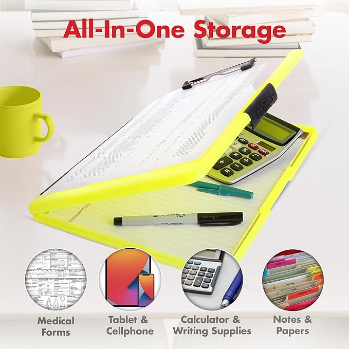 Dexas Slimcase 2 Plastic Clipboard with Storage and Side Opening