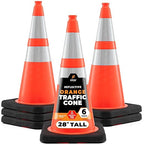 Xpose Safety 28 Inch Orange Traffic Cones Heavy Duty 10lb with 6" & 4" Collars, 6 Pack - Multipurpose PVC Plastic Safety Cone for Parking, Soccer, Caution, Kids and Construction - DOT Approved