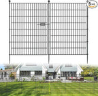 5 Panels No Dig Decorative Outdoor Garden Fence with Gate for Yard, 40 in(H) X 11.8 ft(L) Animal Barrier Fencing Rustproof Metal Wire Panel Border for Dog, Rabbits, and Patio Temporary Ground Stakes