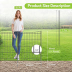 INJOPEXI Decorative Garden Fence 6 Panels 11.8ft(L)×30in(H) Garden Fences Outdoor with 6 Panels Rustproof Metal Wire No Dig Temporary Animal Barrier Fencing for Backyard Patio - Without Fence Gate