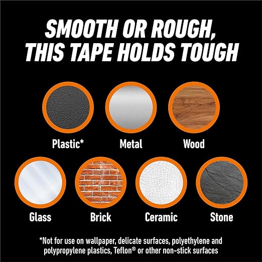 Gorilla Tough & Clear Double Sided Mounting Tape, Clear Tape, 1" x 150" (Pack of 4) - Weatherproof for Indoor or Outdoor