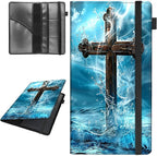 Car Registration and Insurance Holder,Leather Vehicle Glove Box Organizer Wallet for Document,Perfect for any Car,Truck,Motorcycle,Driver License,Trailer or Boat,Men & Women,Wooden Christian Cross