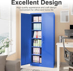 SISESOL Blue Metal Storage Cabinet with 6 Shelves,71" Garage Storage Cabinet with Lock,6 Tier Steel Cabinets with Locking Doors,Lockable Cabinets for Home,Office,Shop,Garage