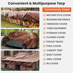 Tarp 10x20FT, 16 Mil Heavy Duty Large Tarps, Waterproof Tarp with Brass Grommets and Reinforced Edges, UV Resistant, Tear&Fade Resistant Poly Tarp for Outdoor Camping Pool Car Tent