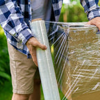 APQ 4 Rolls of Blown Hand Stretch Film 12" x 1500'. Clear Hand Stretch Wrap, 80 Gauge. Tear Resistant Residue Free Film for Moving, Shipping, Wrapping. Industrial Grade Pallet Shrink Wrap Film.