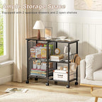 2 Drawer File Cabinet, Lateral Filing Cabinet, Rolling Printer Cabinet Cart with Open Storage Shelf, Office Storage with Wheels, Home Furniture, Black