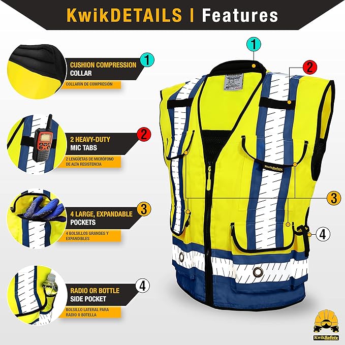 KwikSafety - Charlotte, NC - GODFATHER Safety Vest [CUSHIONED COLLAR + TABLET POCKET] ANSI OSHA