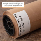 DIY CREW Brown Kraft Paper Roll - 30 Inch x 150 Feet - USA Made - Recycled Material - Wrapping Paper - Ideal for Packing, Shipping, Packaging, Bulletin Board, Arts & Crafts, Banner, Table Covering
