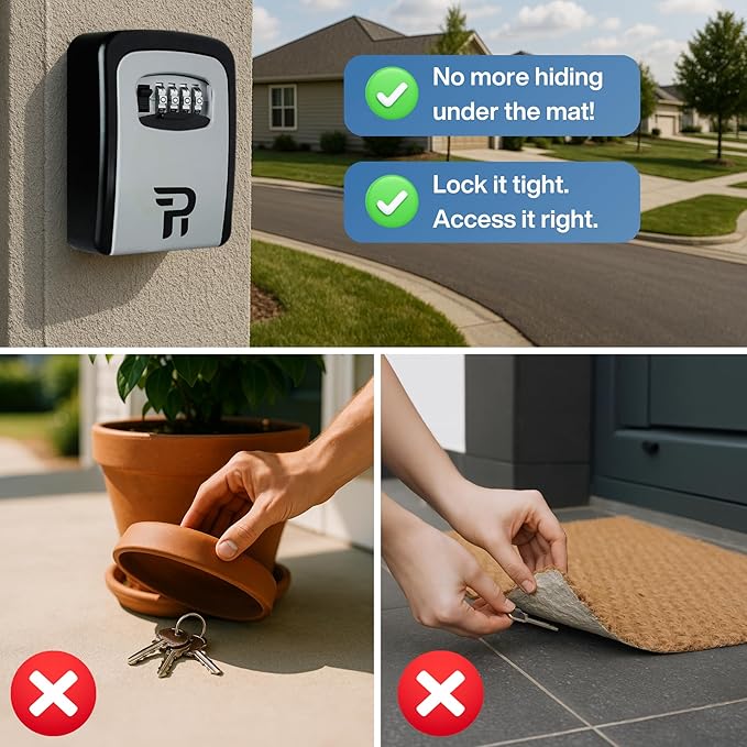 RUDY RUN Key Lock Box for Outside - Realtor Lockbox for House Keys Outdoor - Combination Key Hiders to Hide a Key Safe Storage