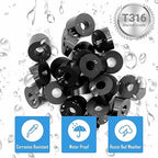 Helffer 50 Pack 1/4" ID Black Angle Beveled Washers for Cable Railing, Stainless Steel 30 Degree Washers for 1/8" 3/16" 5/32" Stair Deck Cable Railing Kits