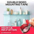 GripBond Clear Double Sided Tape, 4 Rolls (10 Ft), 1.2”x120” – Clear Mounting Tape for Hanging Picture, Poster, Carpet, Photo Decorations - Nano Adhesive for Home, Office, Indoor & Outdoor Use