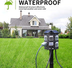 TiFFCOFiO Outdoor Power Strip with Stake Waterproof, 15 FT Extension Cord, 6 Grounded Outlets for Outdoor Lights, 14 AWG, 15A/1875W, ETL Listed