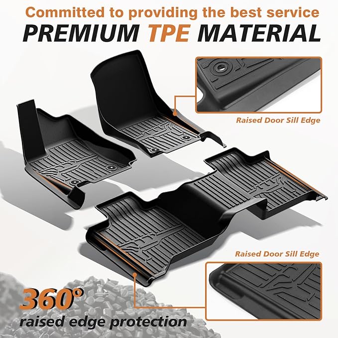 TripleAliners Truck Bed Mat & Floor Mats Front Rear Full Set Compatible with Toyota Tundra 2022-2024 2025 CrewMax Cab Accessories All Weather TPE Liners (5.5FT Truck Bed Mat+Floor Mats)