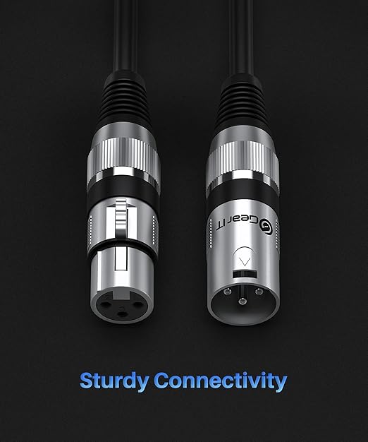 GEARit XLR Male to Female Microphone Cable (200 Feet, 1 Pack) 3-Pin Balanced Shielded Mixer, Recording Studio, Podcast - Black
