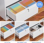 Aobabo 3 Drawer Wide Lateral File Cabinet, Metal Filing Cabinet with Lock, Suitable for Home Office School Hanging Files Letter/Legal/F4/A4 Size,White,Required-Assembly,15.87" D x 28.94" W x 43.62" H