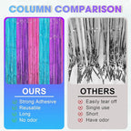 3 Pack 3.3 x 8.2 ft Blue Purple Pink Foil Fringe Backdrop Curtains, Tinsel Streamers Party Decorations, Fringe Backdrop, Door Shimmer for Mermaid or Birthday Party