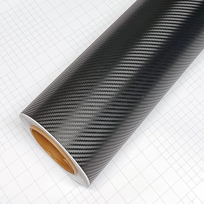 3D Black Carbon Fiber Vinyl Bubble Car Wrap Film Automotive DIY Decals (84" x 60" / 7 FT x 5 FT)