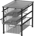 Simple Houseware 3-Tier Stackable Sliding Basket Storage Organizer Drawer for Bathroom and Kitchen, Black