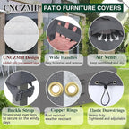 Heavy Duty Patio Furniture Covers Waterproof, 600D Outdoor Furniture Cover Waterproof for Sectional Sofa Couch, Outdoor Dining Table and Chair Set Covers 56''L x 32''W x 28''H, Grey