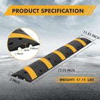 6FT Heavy Duty Recycled Rubber Speed Bump, 2 Pack 25,000 Lbs Capacity Modular Traffic Hump, 2 Channel Floor Cord Cover for Parking Lot, School, Warehouse, Durable & Portable