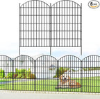 Metal Garden Fence 42in (H) x 18.7ft (L), 8 Panels + 9 Stakes Dog Fence Border Fence Animal Barrier, No Dig Garden Fencing for Yard Flower Bed Lawn Patio Outdoor, CTW4208 Black